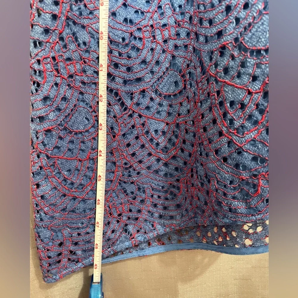 Banana Republic A-Line Asymmetrical Dress in Blue and Red Lace GUC - Picture 3 of 6